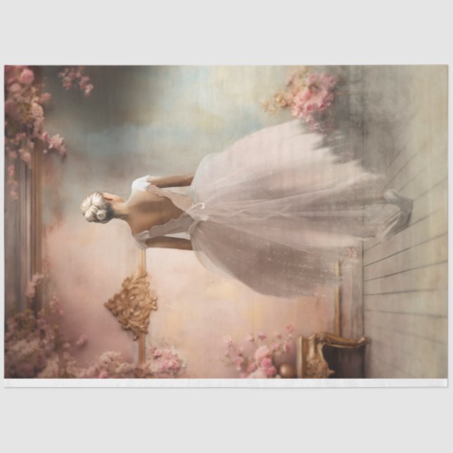 Papel De Seda Elegante Ballerina Portrait & Floral, Chique (Frente )