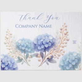 Papel De Seda Elegante Blue Hydrangea Obrigado Logotipo adesivo