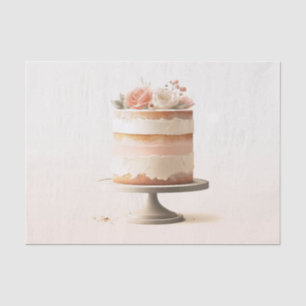 Papel De Seda Elegante Bolo de Noiva Floral com Rosa Padaria 