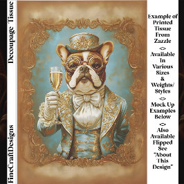 Papel De Seda Elegante Bulldog Steampunk Champanhe FR8L Decoupag