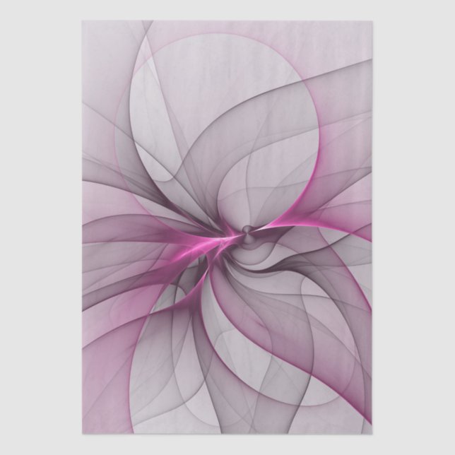 Papel De Seda Elegante Caos Moderno, Abstrato, Arte Fractal Rosa (Frente )