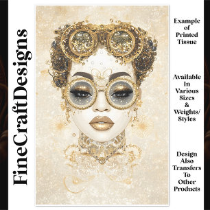 Papel De Seda Elegante Chic Steampunk Feminino Dourado Q1 Decoup