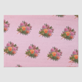 Papel De Seda Elegante cor-de-rosa floral simples