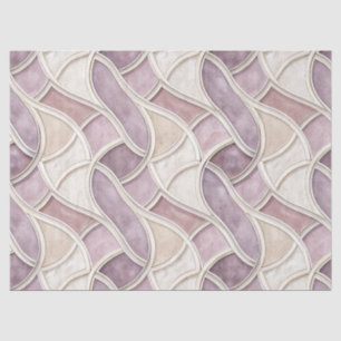 Papel De Seda Elegante Curva em Creme e Lilás – Geométrico