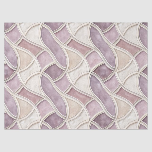 Papel De Seda Elegante Curva em Creme e Lilás – Geométrico (Frente )