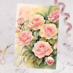 Papel De Seda Elegante D'água - Rosas Rosa Espelhadas