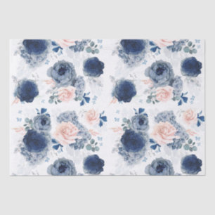 Papel De Seda Elegante de flores azuis e rosadas