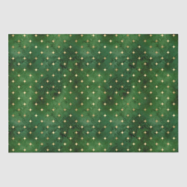 Papel De Seda Elegante de ouro verde padrão das estrelas de Nata (Frente )
