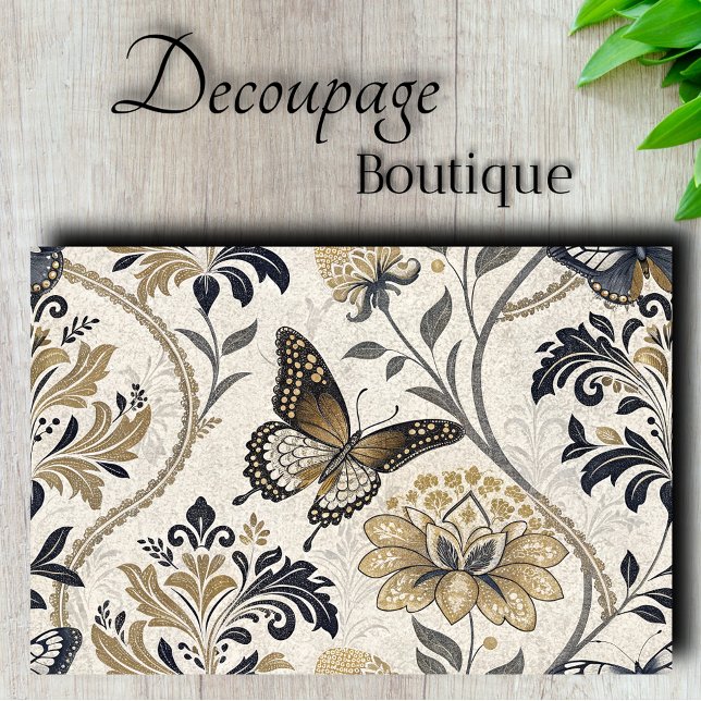 Papel De Seda Elegante Decoupage de Borboleta em Damasco (Elegant Damask Butterfly Decoupage Tissue Paper)
