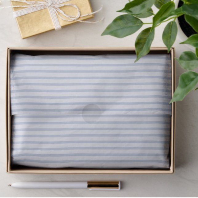 Papel De Seda Elegante Desbotado Azul Listrado Presente Decoupag (Tissue paper for gifting or crafting)