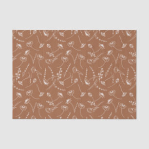Papel De Seda Elegante Desenho de Flor Silvestre em Terracota Fl