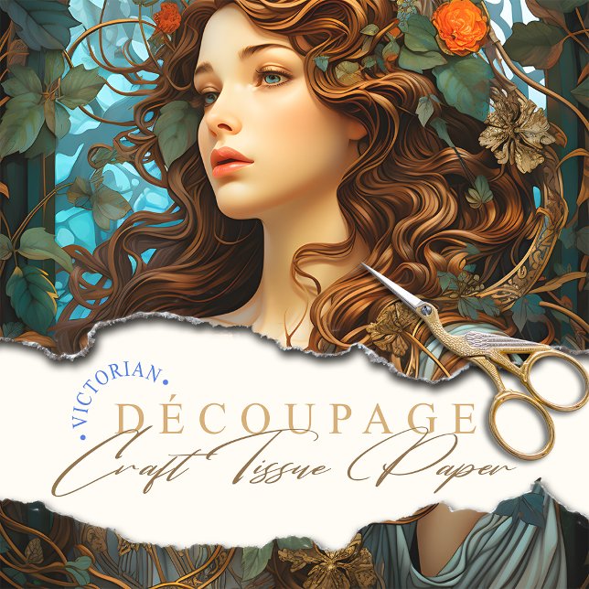 Papel De Seda Elegante Deusa de Verão Vitoriana Art Nouveau (Criador carregado)