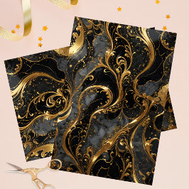 Papel De Seda Elegante Dourado e Marble