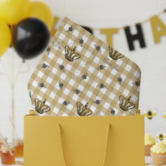 Papel De Seda Elegante Dourado Gingham Royal Queen Bee Pattern
