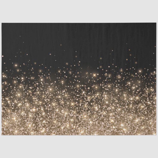 Papel De Seda Elegante Dourado Preto Bronze Brilho Feriado (Frente )