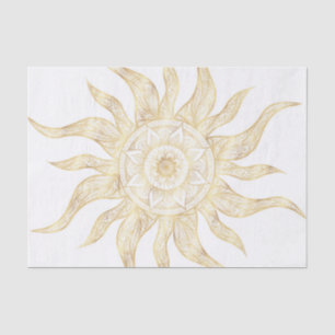 Papel De Seda Elegante Dourado Sun Mandala Design
