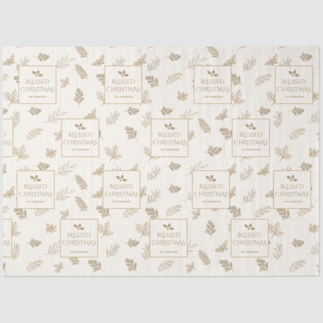 Papel De Seda Elegante Dourado Winter Deixa Mistura (Frente )
