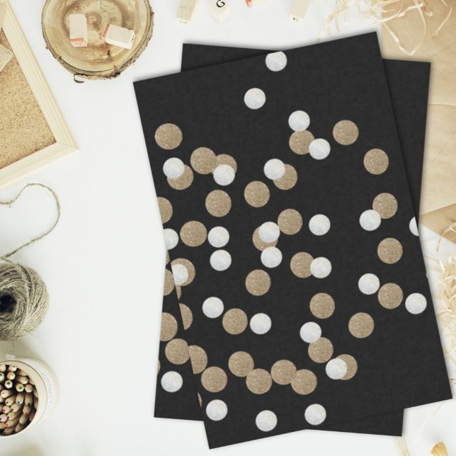 Papel De Seda elegante e moderno partido Dourado Confetti Folida (elegant modern Black Gold Confetti Holiday Party Tissue Paper)