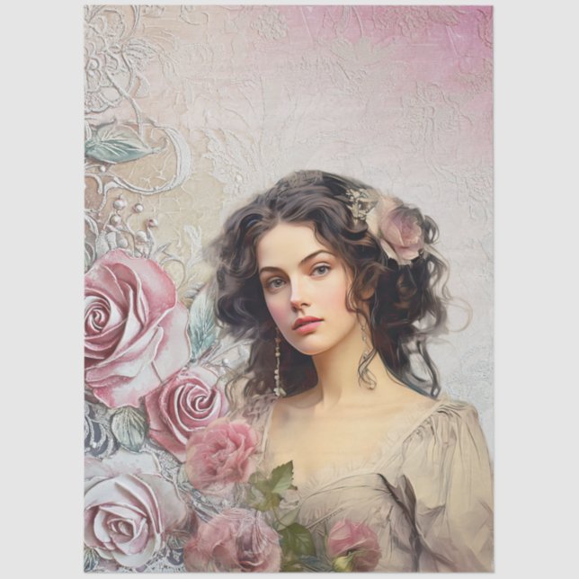 Papel De Seda Elegante Era Vitoriana Lavandas e Lugar (Frente )