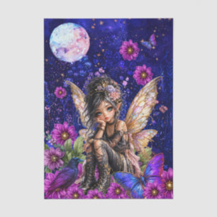 Papel De Seda Elegante Fada Floral Corvo & Borboleta Decoupage