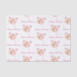 Papel De Seda elegante feliz aniversário de fada rosa