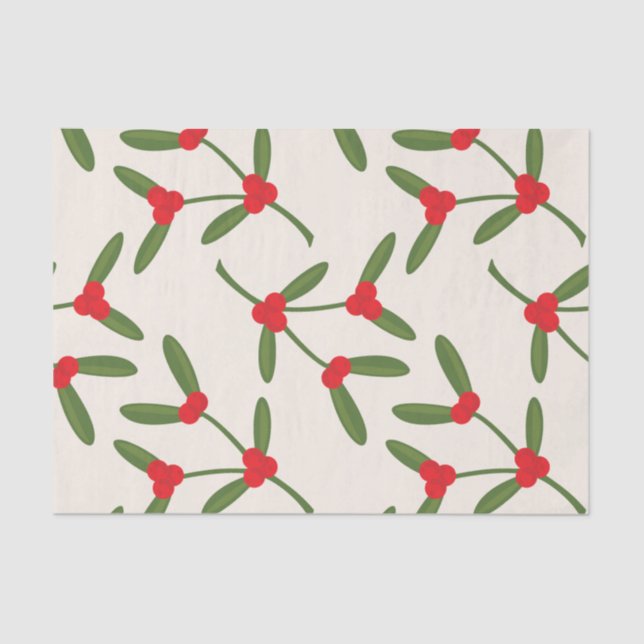 Papel De Seda Elegante Férias de Natal Bagas de Inverno (Frente )