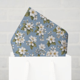 Papel De Seda Elegante Flor de Blossom Azul