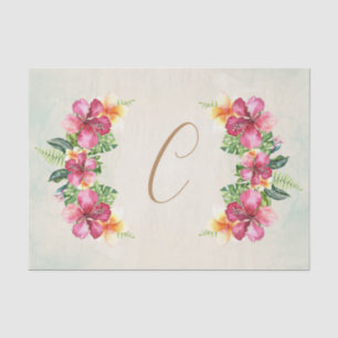 Papel De Seda Elegante floral do Plumeria tropical do hibiscus