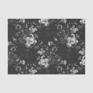 Papel De Seda Elegante Floral Preto Sombrio Vintage