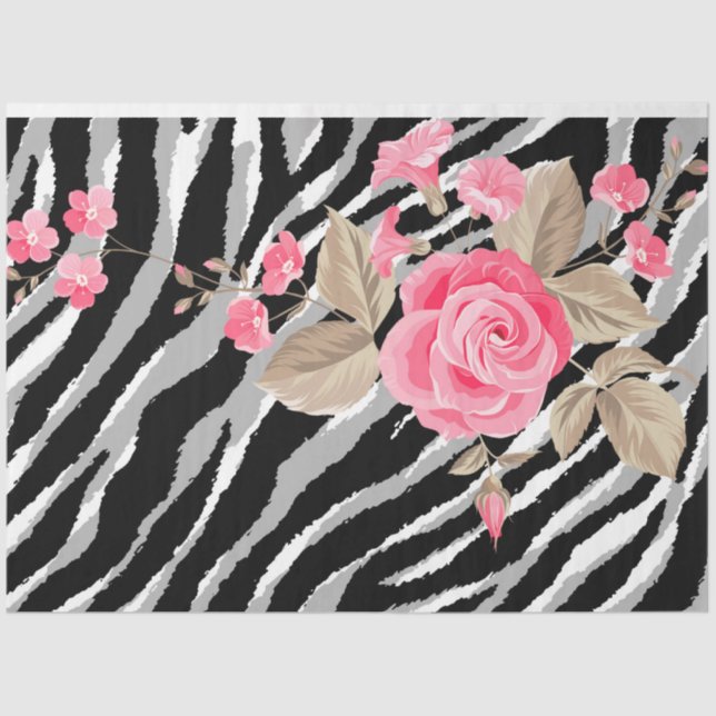 Papel De Seda Elegante Floral Silver Tiger (Frente )