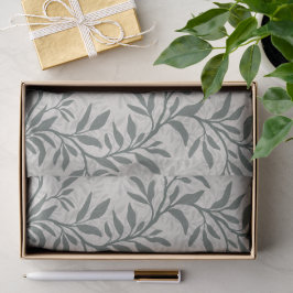 Papel De Seda Elegante Folha de Videira Botânica em Verde Oliva