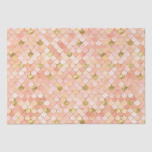 Papel De Seda Elegante Folha Ombre Pêssego & Escamas de Sereia D