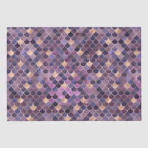 Papel De Seda Elegante Folha Ombre Roxo e Escamas de Sereia Dour