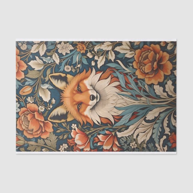 Papel De Seda Elegante Fox William Morris Inspirou Floral (Frente )