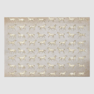 Papel De Seda Elegante Galopante Cavalos Beige Toile
