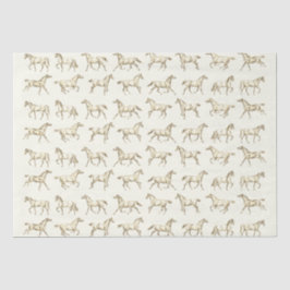 Papel De Seda Elegante Galopante Cavalos Beige Toile