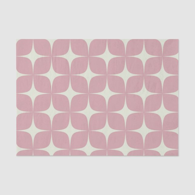 Papel De Seda Elegante Geométrico do Meio século Rosa Moderno Bo (Frente )