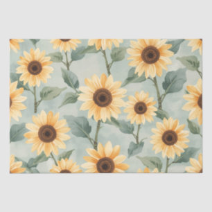 Papel De Seda Elegante Girassol Vintage em Aquarela