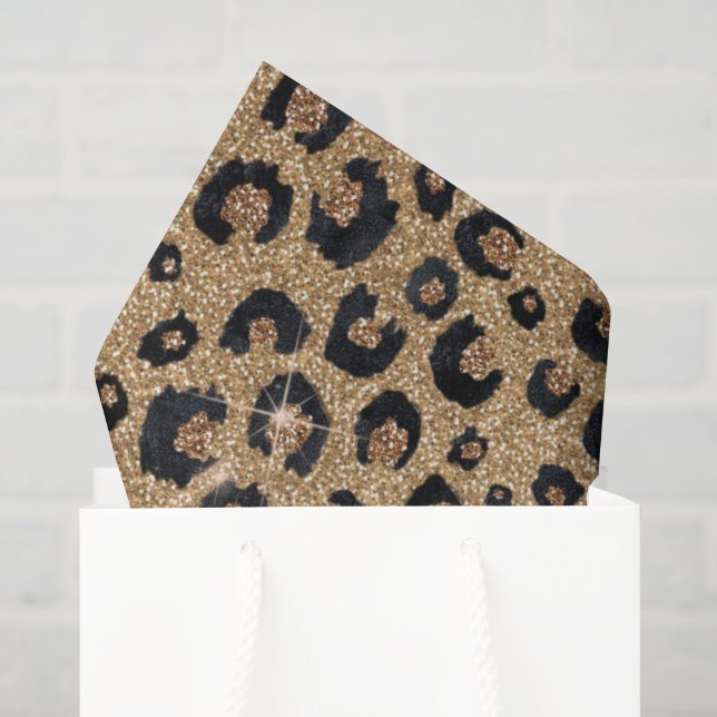 Papel De Seda Elegante Glitter Dourado Impressão de Leopardo Pre (Sacola de presentes)