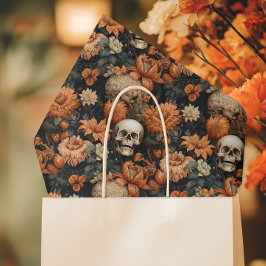 Papel De Seda Elegante Halloween Floral Skull