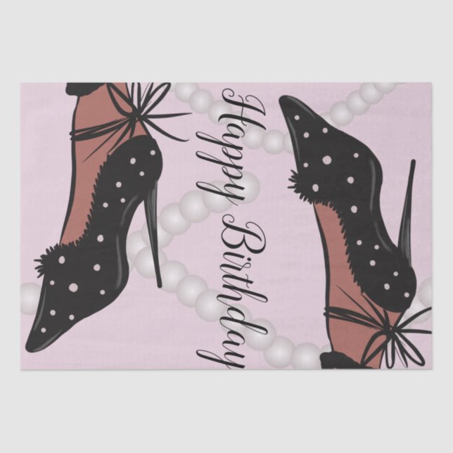 Papel De Seda Elegante Heel Beauty Fashionista Birthday Pink (Frente )
