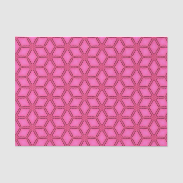 Papel De Seda Elegante Hot Pink Geométrico Patterno Girly Chic (Frente )