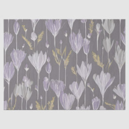 Papel De Seda Elegante Lavendar White Boho Wildflower Floral