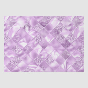 Papel De Seda Elegante Lilás Brilho Diamante Padrão de Treliça