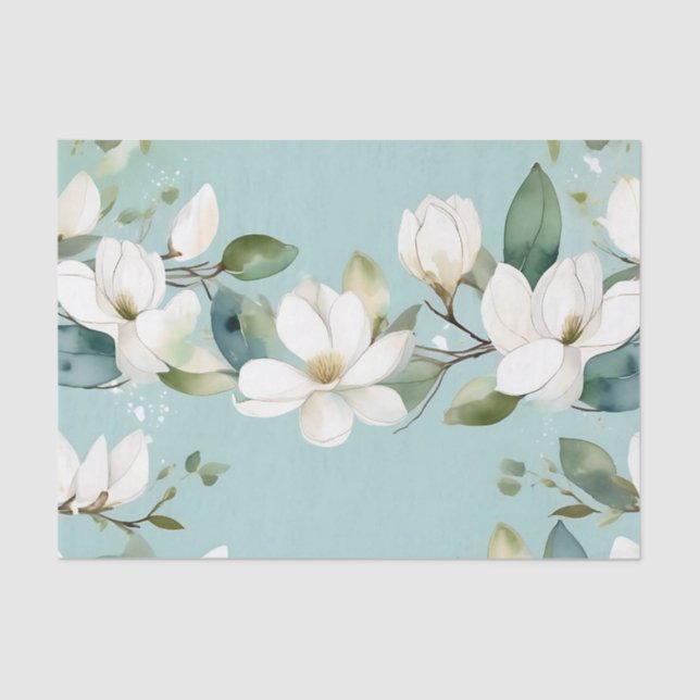 Papel De Seda Elegante Magnolia e Greenery Garland (Frente )