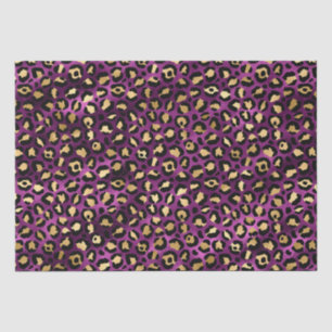 Papel De Seda Elegante Manchas de Leopardo em Folha Dourada e Ro
