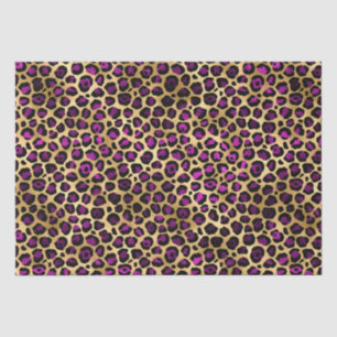 Papel De Seda Elegante Manchas de Leopardo em Folha Dourada e Ro