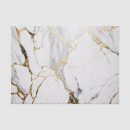 Papel De Seda Elegante mármore preto e branco dourado abstrato