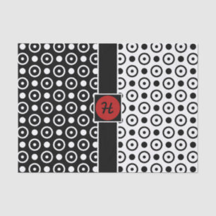 Papel De Seda Elegante meio preto meio branco bolinhas monograma