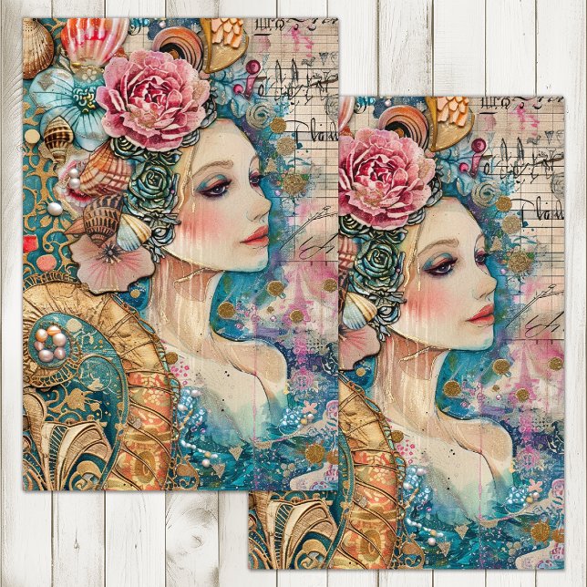 PAPEL DE SEDA ELEGANTE MERMAID DECOUPAGE (ELEGANT MERMAID DECOUPAGE TISSUE PAPER)